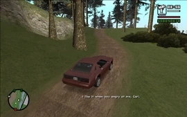 GoneCourting-GTASA-SS34.png (1.86 MB) Ignoring Carl's story, Catalina says that he's really boring her.