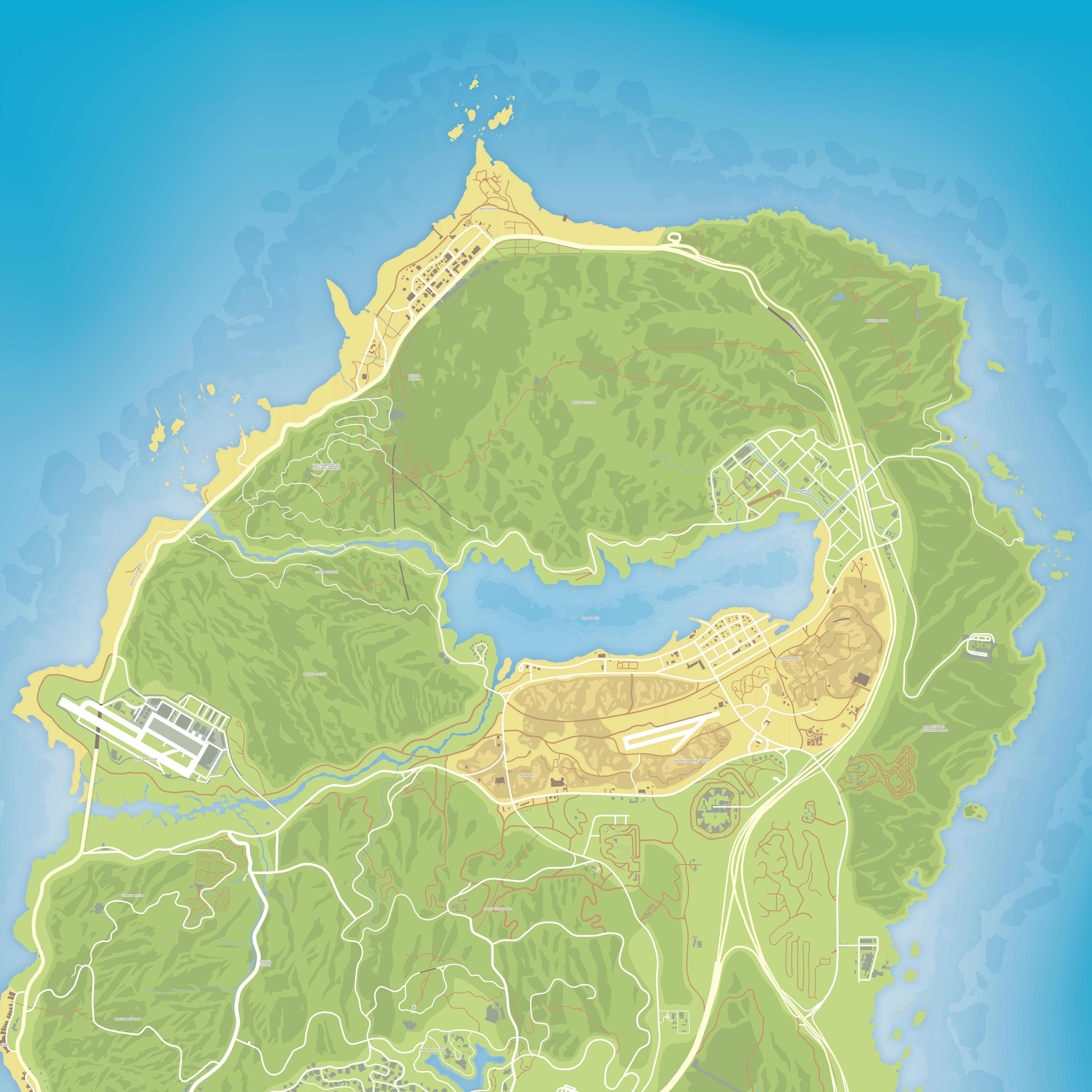 Grand Theft Auto V 5 Los Santos and Blaine County Landkarte Map