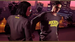 "Gold Tier Reward" image for , showing the Black Rockstar Varsity Crewneck