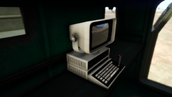 The on-board computer in the rear cabin.