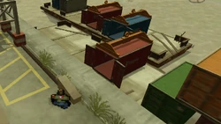 An open shipping container