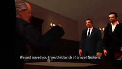 Salvatore, Toni, and the mayor are at Salvatore's office, expecting the mayor to be under their thumb.