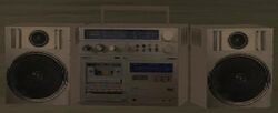 A silver stereo.