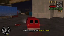 Take the van to the drop off point.