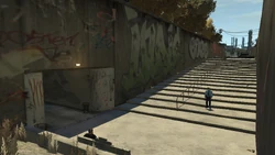 Exiting the tunnel, you are greeted with wide steps leading to Fleming Street.