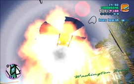 Tommy destroying the helicopter.