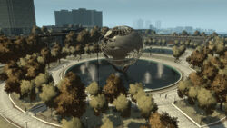 The Monoglobe in the center of the park.