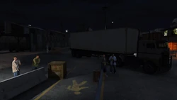 The Los Santos Vagos and their shipment of stolen Redwoods in the trailer.