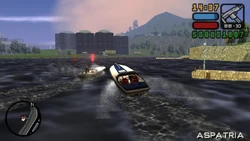 Chasing down the Forelli wiseguy's boat.