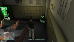 Located the unmarked weapons.