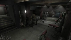 Basement gym.