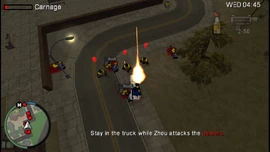 DrivenToDestruction-GTACW-SS7.jpg (157 KB) Zhou killing the Yardies in Beechwood City using a minigun.