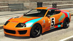 A Jester Classic with the Xero Racing livery in Grand Theft Auto Online. (Rear quarter view)