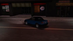 The Sindacco is seen driving away in a blue Manana.