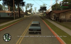 Ryder calls CJ a "chauffeur" and asks him to hurry up.