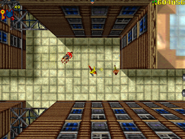 The protagonist about to kill the contact's brother, after killing his bodyguard.