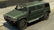 A Patriot with a front bullbar and roof spotlights in Grand Theft Auto IV. (Rear quarter view)