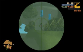 Claude, about to kill the first group using his sniper rifle.