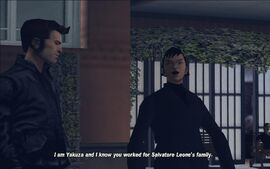 Asuka introduces herself as a member of the Yakuza, and says she is aware of the fact that Claude used to work for the Leone Crime Family.