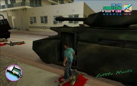 After eliminating all of the convoy's protection, Tommy gets into the tank Cortez ordered Tommy to steal.