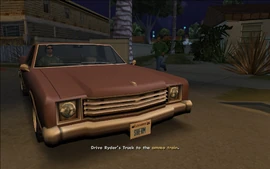 CJ getting into Ryder's Picador.