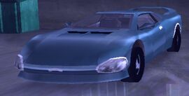 The Infernus in the iOS/Android ports. (Note the detailed trim around the headlights) (Rear quarter view)