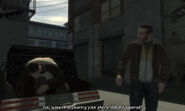 Niko finds Roman trapped in the trunk of his own taxi.