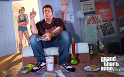 A Pizza This... box on the floor of Jimmy's room, (Grand Theft Auto V).