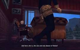 After several calls by Salvatore, Maria finally comes out of her room and joins Claude and Salvatore in the main room.