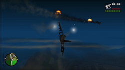 The player taking out the last enemy jet.