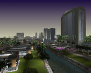 Vice Point in GTA Vice City, as viewed to the north. The Malibu Club can be seen in the foreground.