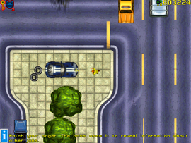 The Information Pickup introducing the player to the vehicle side missions.