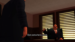 "Get outta here, prick."