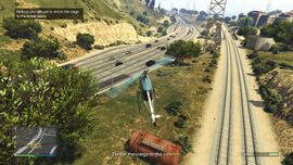 The player needs to reduce their altitude to deliver the cargo to the runner safely.