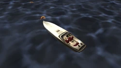 The wiseguy is killed during the boat chase.