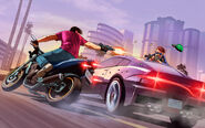 Vehicle Shootout featured on the GTA Online Box Art