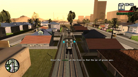 CJ must shoot the crates on the train to find a jar of green goo.