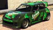 An Issi Sport with a Sprunk Xtreme livery livery in Grand Theft Auto Online. (Rear quarter view)