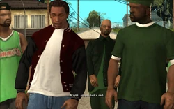 CJ agrees to hit up Little Weasel's funeral.