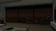 The view from the apt. 51 living room at night.