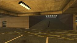 Entrance to the second floor of the parking lot.