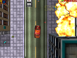 However, the building behind him suddenly blows up, and he is killed in the explosion.