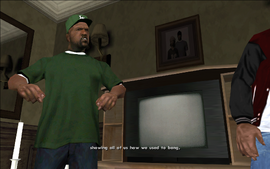 Sweet says that CJ is fighting the Ballas just like Grove Street used to and says that Grove Street shall fight them like that once more.