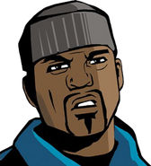 Artwork of 8-Ball in Grand Theft Auto Advance as seen on the game's promotional website. His appearance here is merely a modification of the previous image.