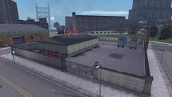 The entrance to the Bitch’n’ Dog Food Factory in GTA III.