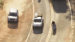 The pickup driving through  in an official screenshot