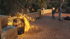 SecurityContract-AssetProtection-GTAOe-DugganWine-MolotovThrowersDestroysBarrel.png (3.19 MB) Molotov destroys a barrel.