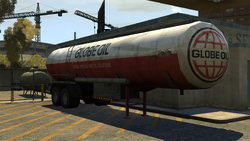 A Globe Oil tanker trailer prop in Grand Theft Auto IV.