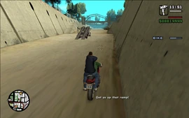 The two notice another ramp and CJ tells Smoke to go up on it.