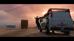 The player hanging off the side of the Burrito while attacking a Mule Custom